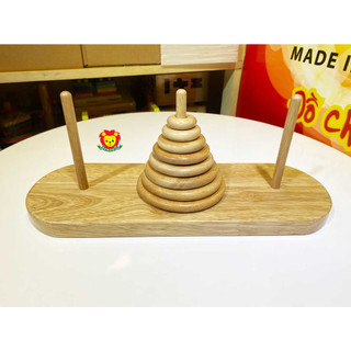 Đồ chơi tháp dời 8 vòng lớn 34cm | Tower of hanoi game trí tuệ chơi tại nhà hoặc trường học