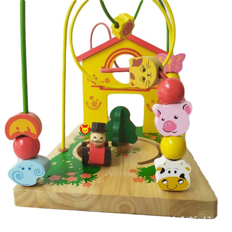 Đồ chơi luồn hạt trang trại size lớn bằng gỗ, đồ chơi giáo dục mầm non, thiết bị trường học