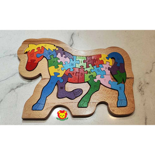 Tranh ghép hình con ngựa học 26 chữ tiếng anh đồ chơi gỗ - Puzzle animal