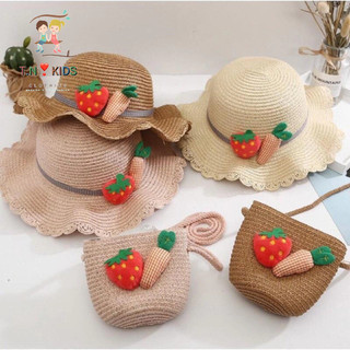 👒Set 2 món Mũ cói kèm túi cói cho bé từ 2-7 tuổi, cho bé đi biển , đi choi thêm xinh