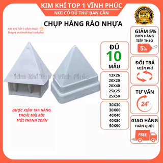 Nắp chụp bịt hàng rào nhựa trắng lan can rào cổng chông nhọn chóp tam giác