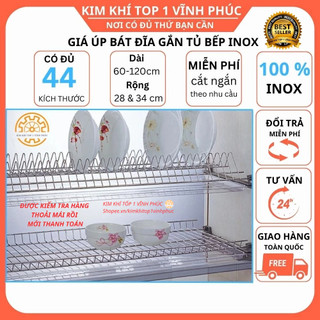 Giá khay kệ để úp bát đĩa chén ly inox gắn tủ bếp
