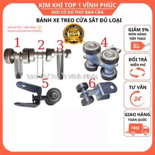 Bánh xe ray treo cửa lùa sắt bi treo 4 bánh cửa sắt , cửa xếp, mái xếp