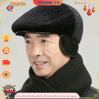 Mũ lông ông già siêu ấm cho ông, bố có miếng bịt tai