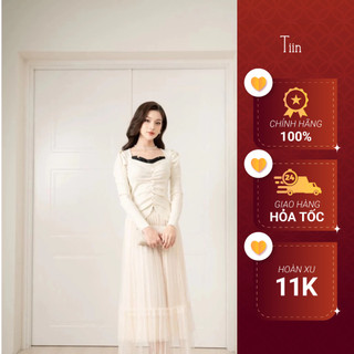 Chân váy midi voan lưới viền bèo tiinstore gc23069
