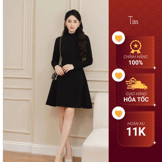 Váy len cổ lửng chân xoè tiinstore vdd689
