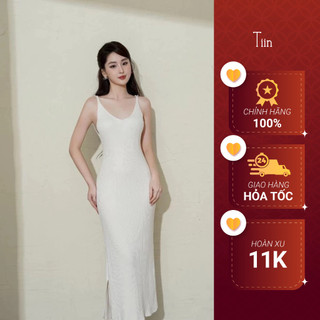 Váy len suông dáng dài 2 dây cổ tim ba màu freesize Tiin Store GV23042