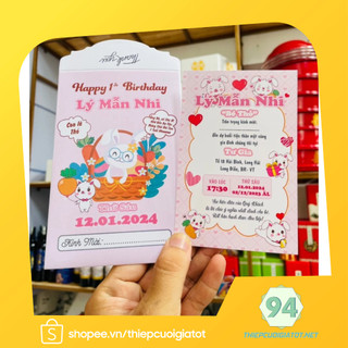 Thiệp Sinh nhật, thôi nôi, đầy tháng hình bé thỏ