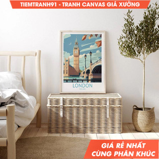 Tranh treo tường, London Big Ben England Travel, London Big Ben Bridge Poster, London United Kingdom Wall Decor.