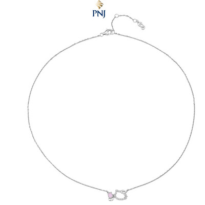 Dây cổ Bạc Đính Đá CZ PNJ ❤️ HELLO KITTY XM00W000049