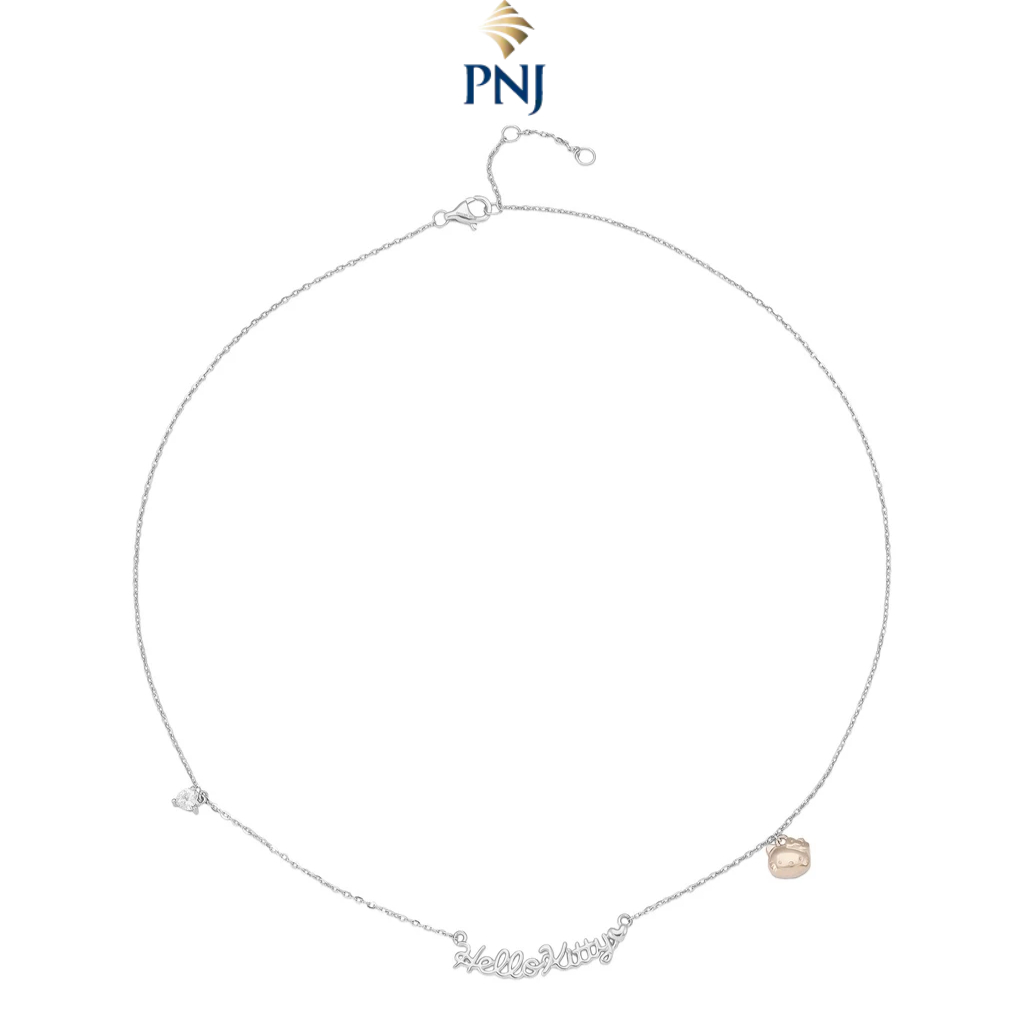Dây cổ Bạc Đính Đá CZ PNJ ❤️ HELLO KITTY XM00H000022