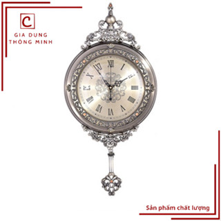 Đồng hồ treo tường  quả lắc thiết kế cổ điển , đồng hồ treo tường số la mã chất liệu hợp kim