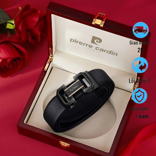 thắt lưng nam(tặng kèm hộp gỗ) dây nịt nam Pierre Cardin da bò nguyên tấm VIP09 màu đen khoá tự động