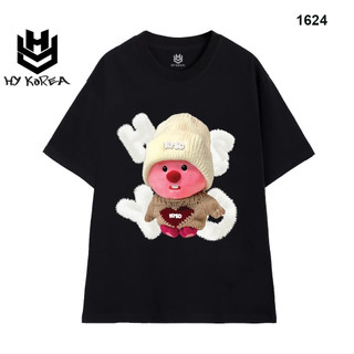 Áo thun unisex HY KOREA Loopy nón len 1624 tay lỡ form rộng dễ thương Vải cotton 100%