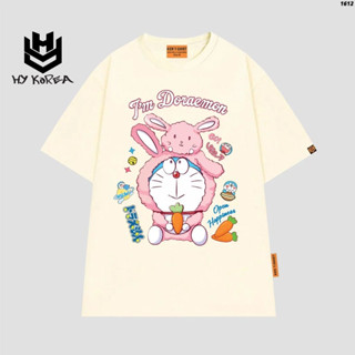 Áo thun tay lỡ HY KOREA Dora Thỏ hồng 1612 form rộng unisex couple