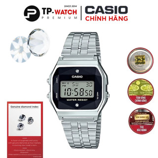 Đồng Hồ Unisex Dây Thép Casio A159WAD-1DF Kim Cương Tự Nhiên | A159WAD-1 Natural Diamonds