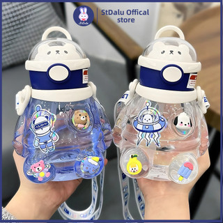 Bình uống nước phi hành gia 700ml hottrend, Bình uống nước học sinh đi học có nắp mở kèm ống hút silicon an toàn