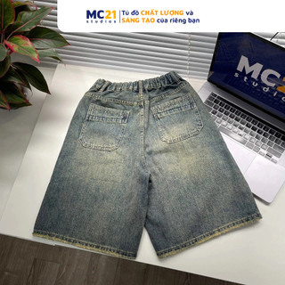 Quần sooc jeans MC21.STUDIOS dáng lửng short bigsize Unisex nam nữ Ulzzang Streetwear Hàn Quốc Q3710