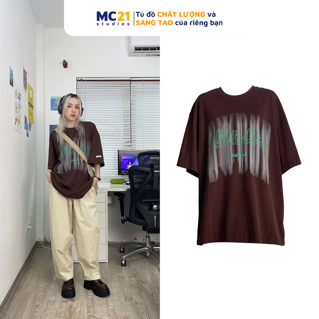 Áo phông MC21.STUDIOS oversize tay lỡ Unisex Ulzzang Streetwear Hàn Quốc tee form rộng t-shirt nam nữ pull A3731