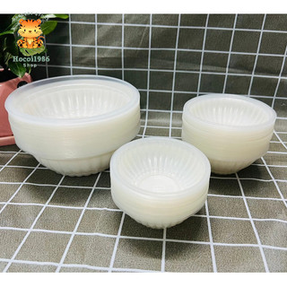20 bát nhựa dùng 1 lần size bát chấm màu trắng đục