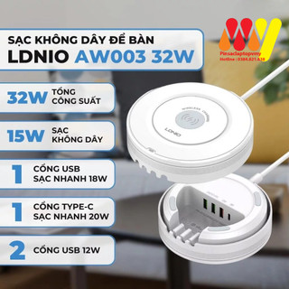 Ldnio aw003 bộ sạc không dây máy tính để bàn 32w, bộ sạc điện thoại không dây 15w, bộ sạc không dây 3 trong 1