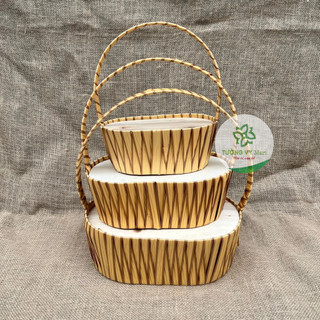 Giỏ nhựa đan ovan đựng trái cây, giỏ mây tre đan làm quà tết, giỏ hoa 31x22x12 cm