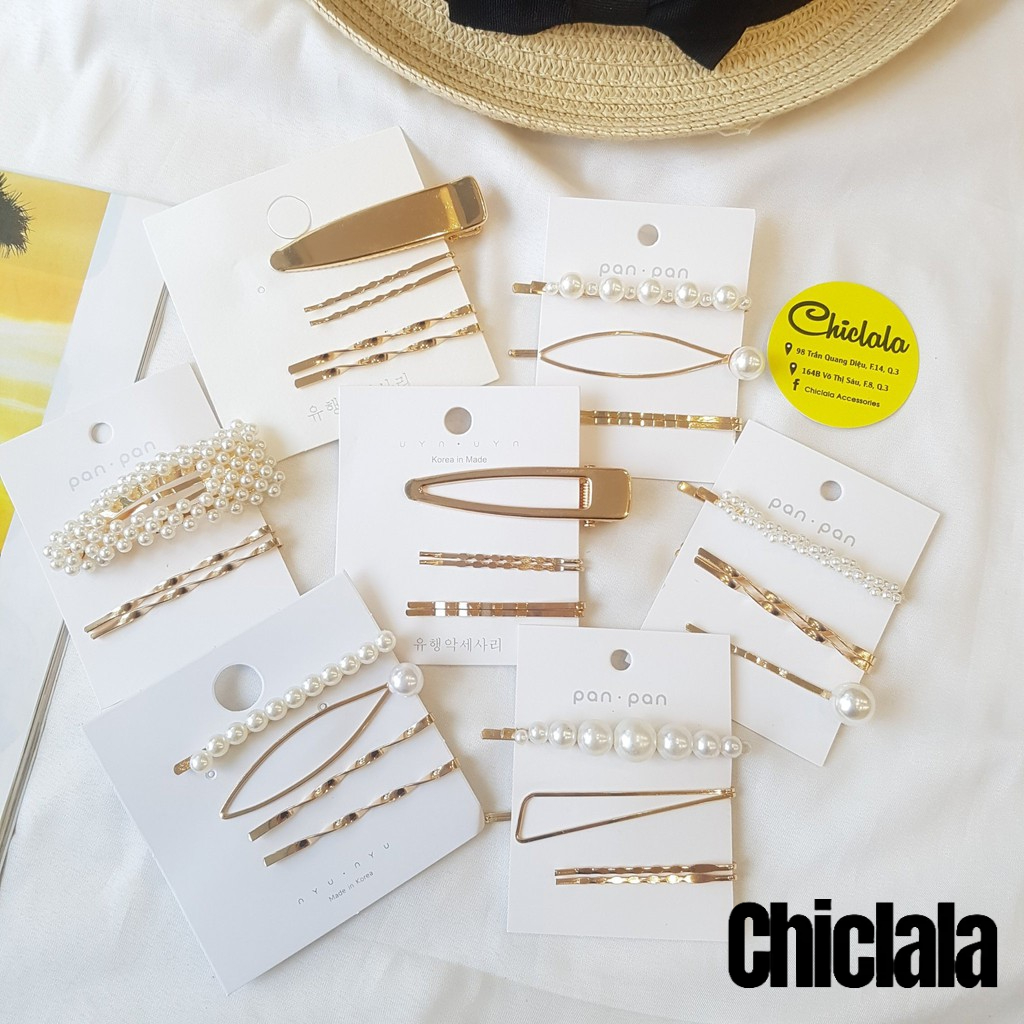 FREESHIP 99K TQ_Set Kẹp Tóc Đính Hạt Chiclala