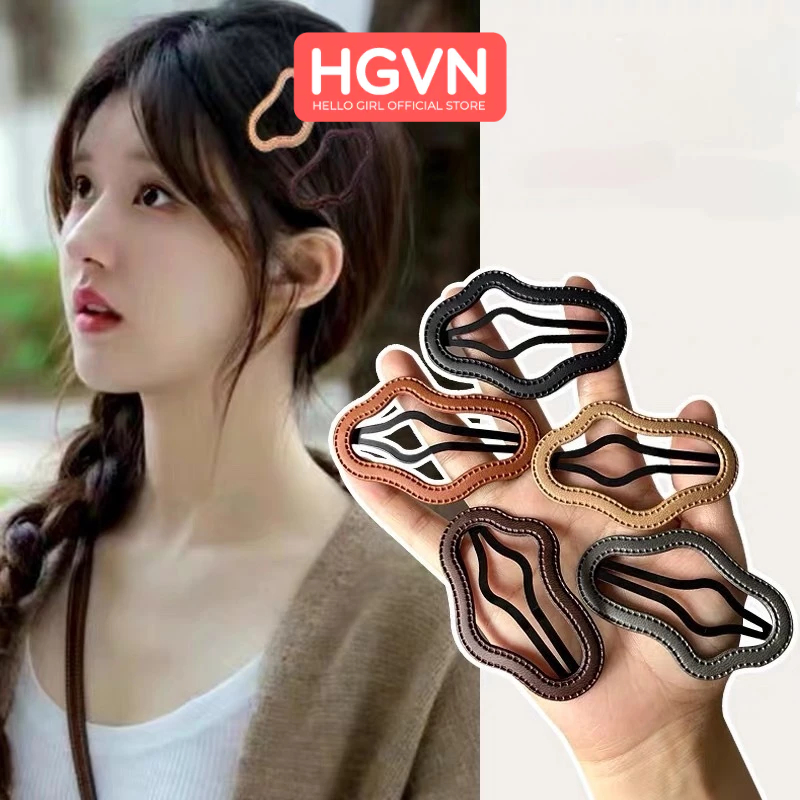 Kẹp tóc tách mái hình đám mây dễ thương HGVN chất liệu kim loại bọc da PU cao cấp kẹp bấm sau đồ cho nữ phong cách hàn