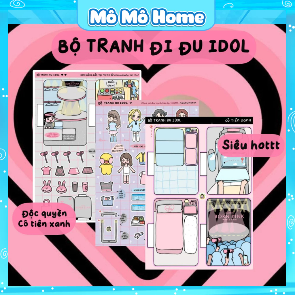 Bộ tranh đi đu idol blackpink Cô Tiên xanh mới nhất đồ chơi giấy thủ công