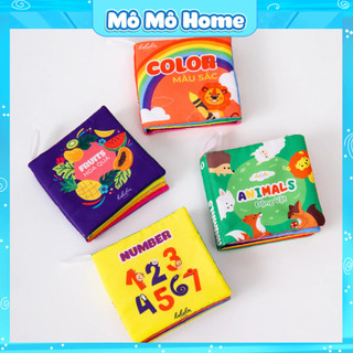 Đồ chơi vải cho bé song ngữ Anh Việt âm thanh soạt soạt 8 chủ đề made in Việt Nam - Mini Cloth Book - Momo Home