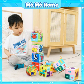 [ Tặng 1 Bóng Tròn] Bộ hình khối xúc xắc 8 hình lập phương tăng tư duy logic và vận động cho bé - Mô Mô Home
