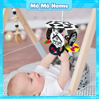 Đồ chơi treo cũi nôi, treo Kệ chữ A kích thích thị giác cho bé, Phương pháp giáo dục sớm. Treo cũi đen trắng Lalala Baby