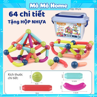 Bộ đồ chơi xếp hình nam châm cho bé, TẶNG Hộp nhựa nam châm xếp hình thông minh, chất liệu nhựa ABS cao cấp