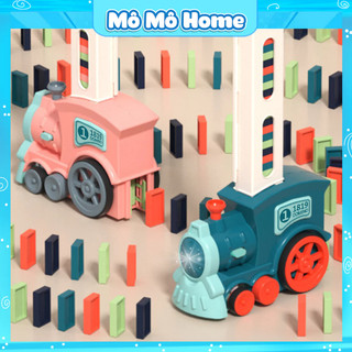Xe Domino, Đồ Chơi Tàu Lửa Domino xếp tự động, Có Âm Thanh, Điều chỉnh hướng dễ dàng - Mô Mô Home