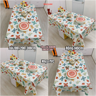 Khăn Trải Bàn CON BƯỚM, nhựa pvc, khổ rộng 140cm, khăn ăn nhiều lần, decor phòng khách, trải cỗ bàn TẾT