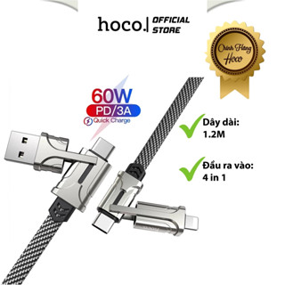  Cáp Sạc Đa Năng 4 in 1 Hoco S22 Kết Cấu Gọn Nhẹ Vật Liệu Cao Cấp Bền Bỉ Truyền Tải Ổn Định Tiện Lợi Dài 1.2M. 