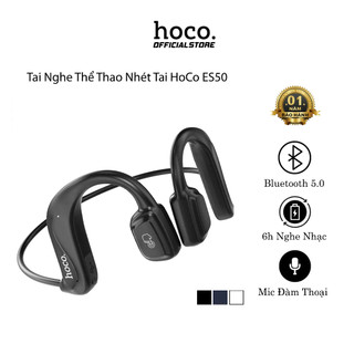 Tai nghe thể thao Hoco ES50, tai nghe bluetooth đeo cổ, thiết kế móc tai, âm thanh dẫn khí, tai mở.