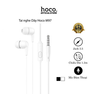 Tai nghe dây HOCO M97, micro đàm thoại, dây dài 1.2m, jack cắm 3.5mm, điều khiển một nút - Hàng Chính Hãng
