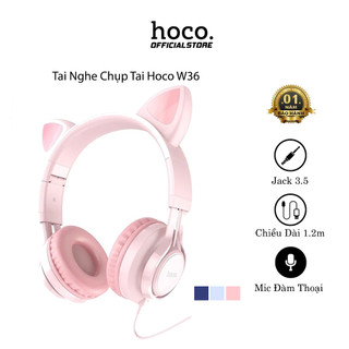  Tai Nghe Chụp Tai Hoco W36 Tích Hợp Micro Đầu Cắm 3.5mm Micro Đàm Thoại Hình Tai Mèo Dễ Thương Âm Thanh Chân Thực. 
