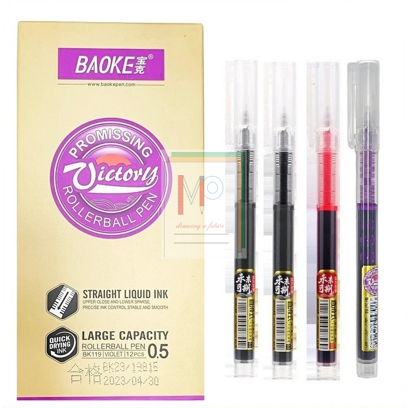 (Combo 5 cây) Bút lông kim mực gel nước Baoke BK119 / Bút nước 119 ngòi 0.5mm Mực Xanh/ Tím/ Đò/ Đen.