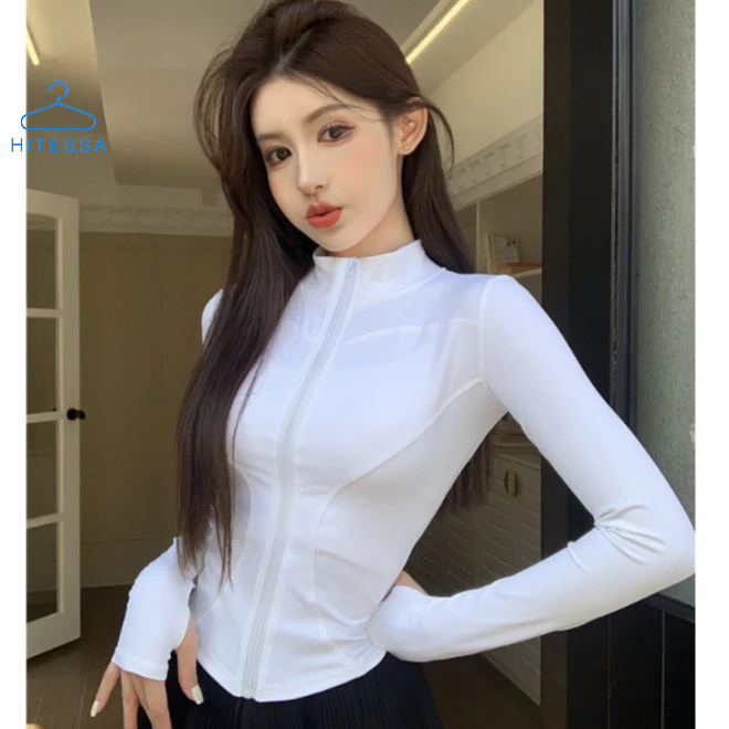 Áo Khoác Thể Thao Nữ Ôm Body Dài Tay Co Dãn, Thoáng Khí Và Chống Thấm Mồ Hôi | BigBuy360 - bigbuy360.vn