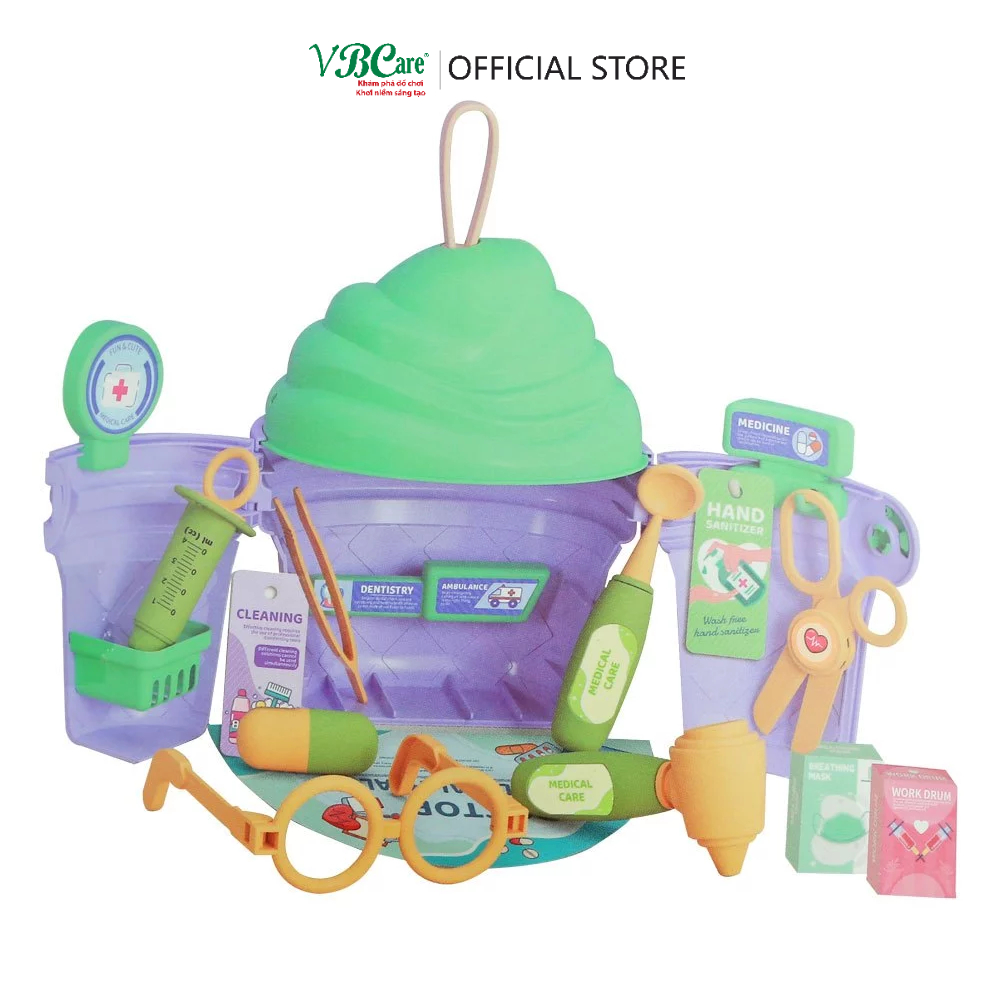 Đồ chơi hướng nghiệp hình cây kem: nấu ăn nhà bếp, bác sĩ, cơ khí, siêu thị, chăm sóc thú cưng, trang điểm, làm bánh