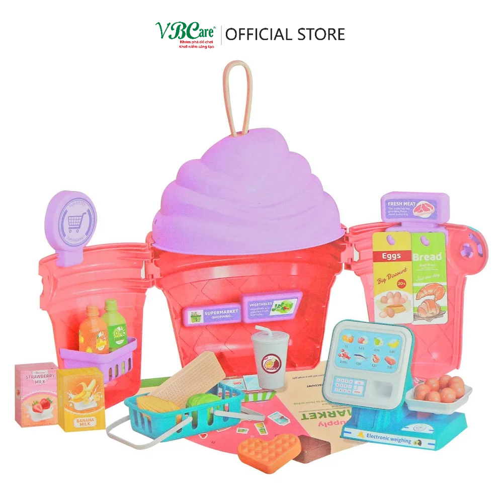 Đồ chơi hướng nghiệp hình cây kem: nấu ăn nhà bếp, bác sĩ, cơ khí, siêu thị, chăm sóc thú cưng, trang điểm, làm bánh