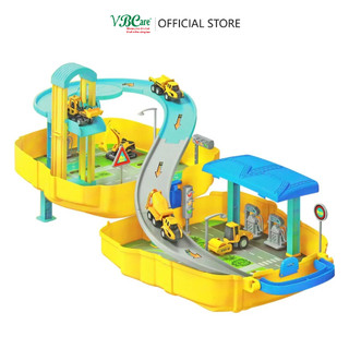 Đồ chơi mô hình xe công trình VBC-678-614A gồm 3 xe công trường và 1 chiếc máy bay trực thăng VBCare