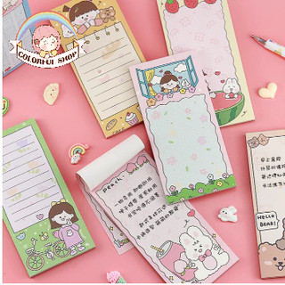 Tập 50 tờ giấy ghi chú note 15.5X7.5cm không keo cầm tay nhỏ gọn tiện lợi đủ họa tiết cute cùng nhiều màu sắc đáng yêu