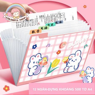 [5 - 8 - 12 ngăn] Bìa Hồ Sơ Trong Suốt A4 Nhiều Họa Tiết Xin Xắn Dạng Khóa Gài -Túi Đựng Tài Liệu -Bìa Đựng Giấy