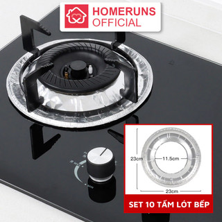 Set 10 tấm lót bếp ga Homeruns bằng giấy bạc hình tròn 23cm dễ dàng vệ sinh bếp