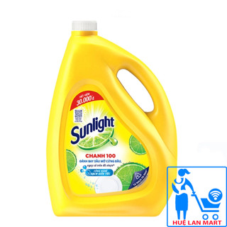 Nước Rửa Chén Bát Sunlight Chanh 100 Đánh Bay Dầu Mỡ Cứng Đầu - Can 3,6kg (Sức mạnh như 100 trái chanh)