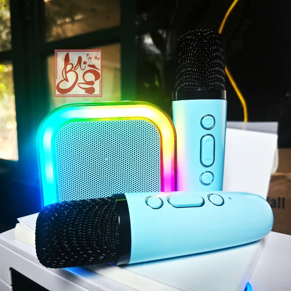 Loa Karaoke Mini Bluetooth Kinyo K12 Với 2 Micro Cùng Mặt Đèn LED RGB - Tạp Hóa BaMi