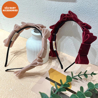 Bờm xước tóc hai bản nơ nhung cho bé handmade by Sâu